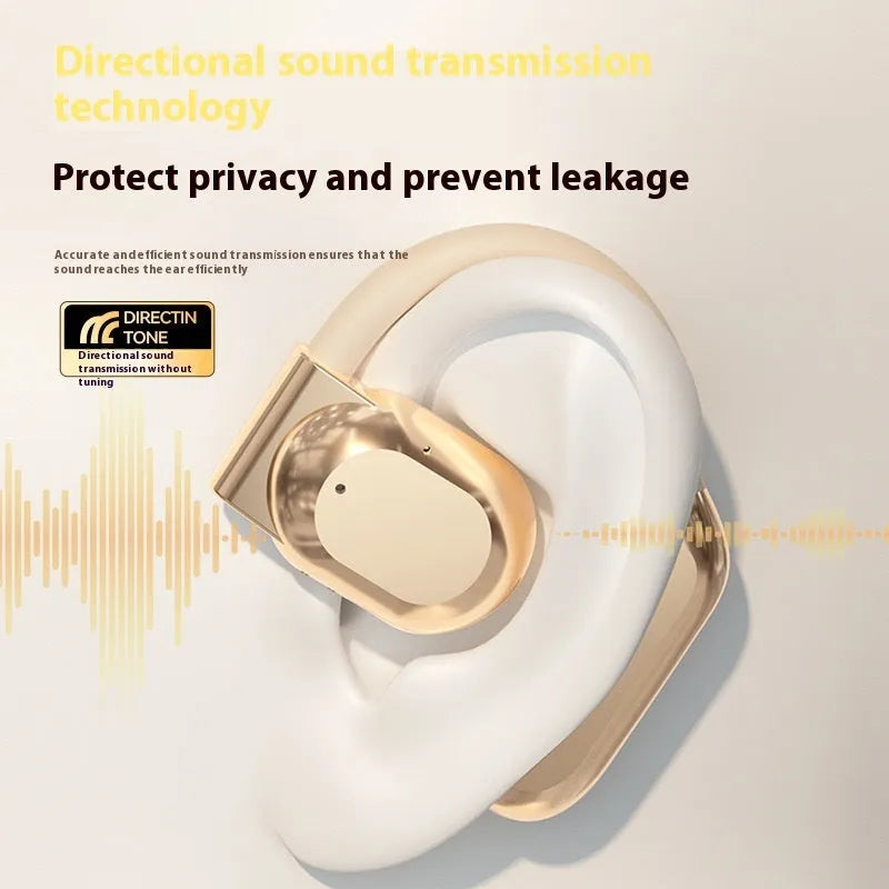 Black non in-ear open Bluetooth headset with digital battery display and ear hook