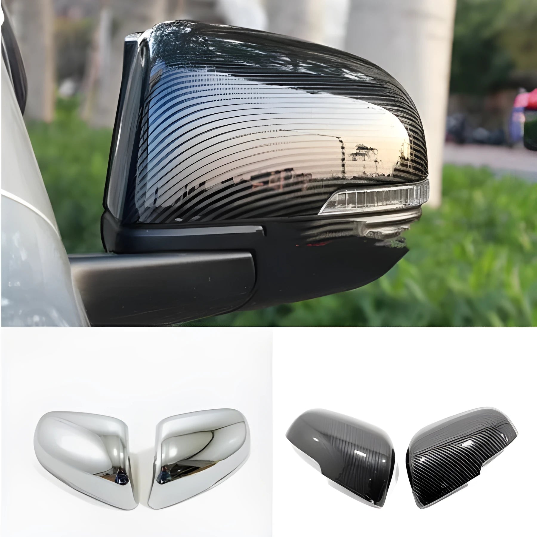 Plastic rearview mirror protection cover with tremella pattern in silver or black