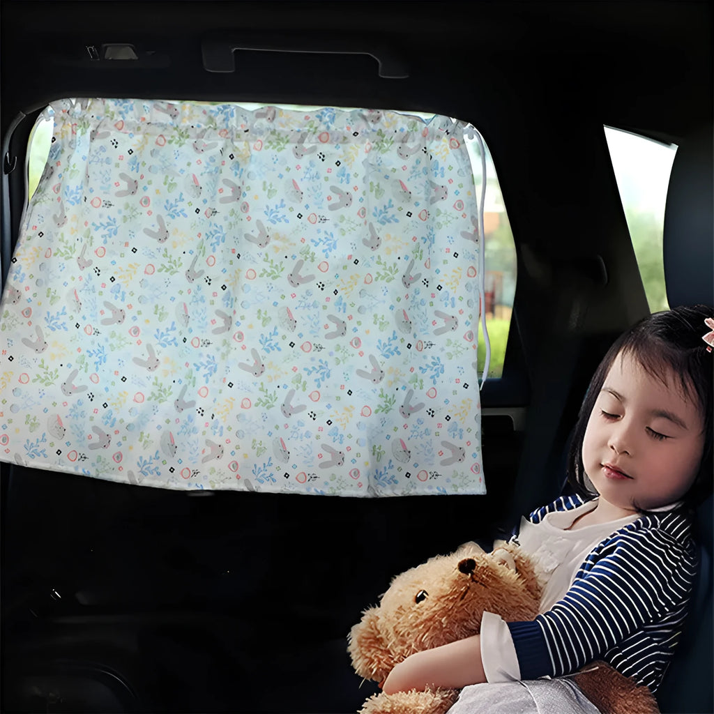 All cotton cartoon auto curtain sunshade for general vehicle window protection with rabbit pattern