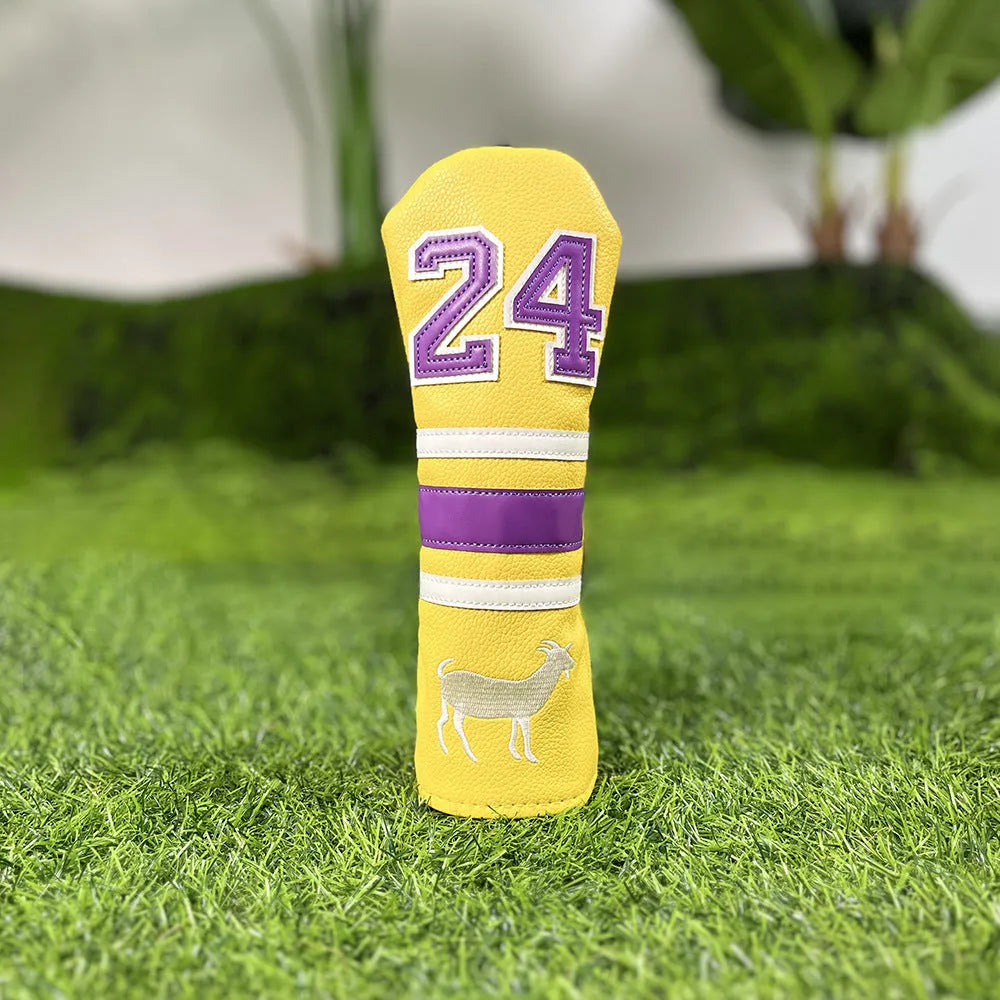 PU golf club sleeve for wooden pole sets in red, black, white, or yellow colours.