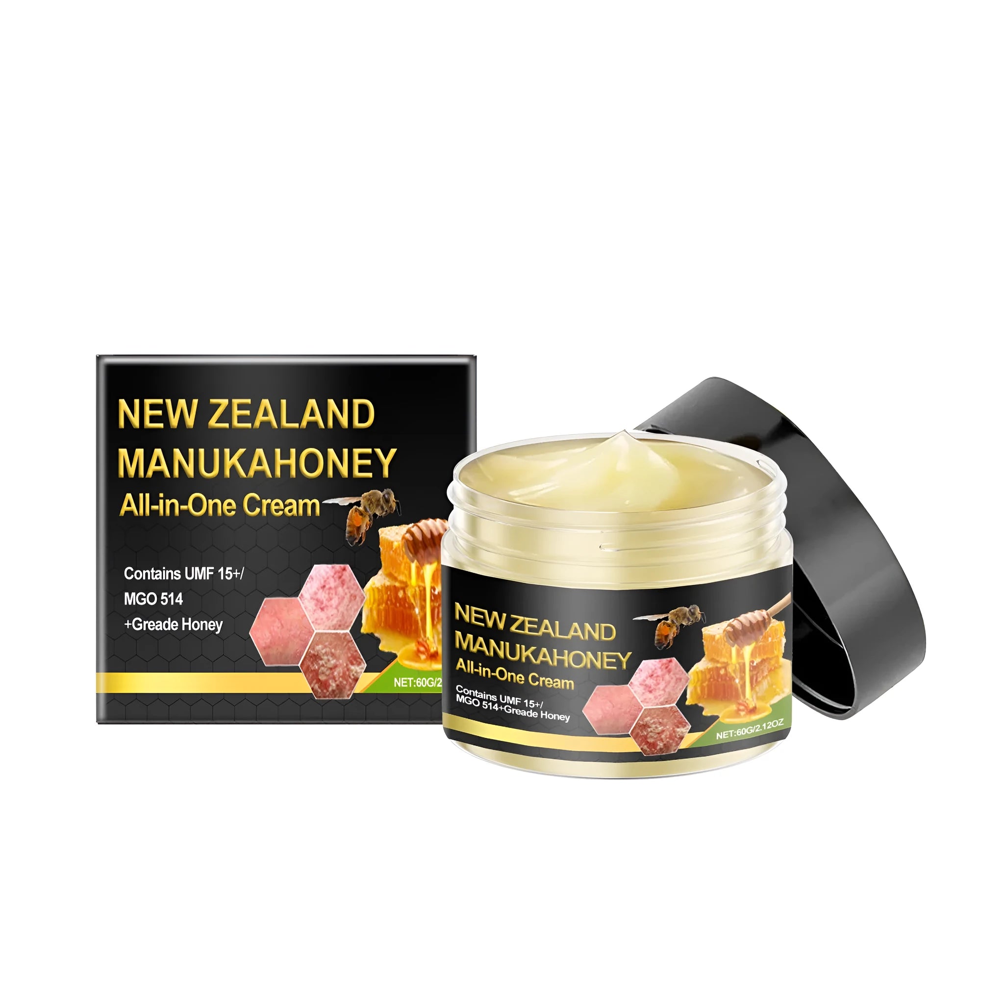 50g jar of skin care cream with bee venom honey mint leaves and madecassoside