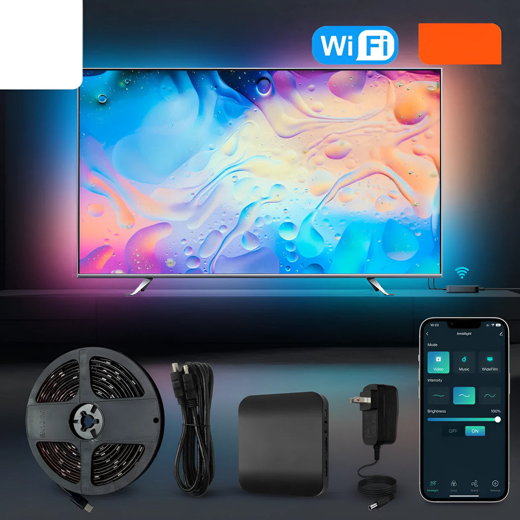 Smart LED light strip for television background with waterproof plastic construction and intelligent control