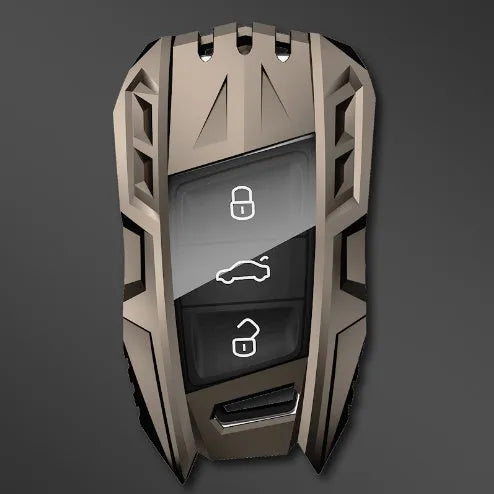 Metal mecha golf auto key shell set in silver with button case buckle