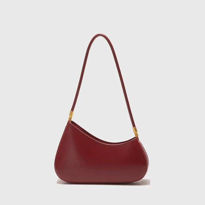Retro oval women's underarm bag in PU with zipper compartment and single shoulder strap