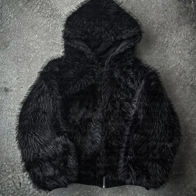 Unisex loose fit casual coat in solid black or white colour, shown with long sleeves and cardigan style.