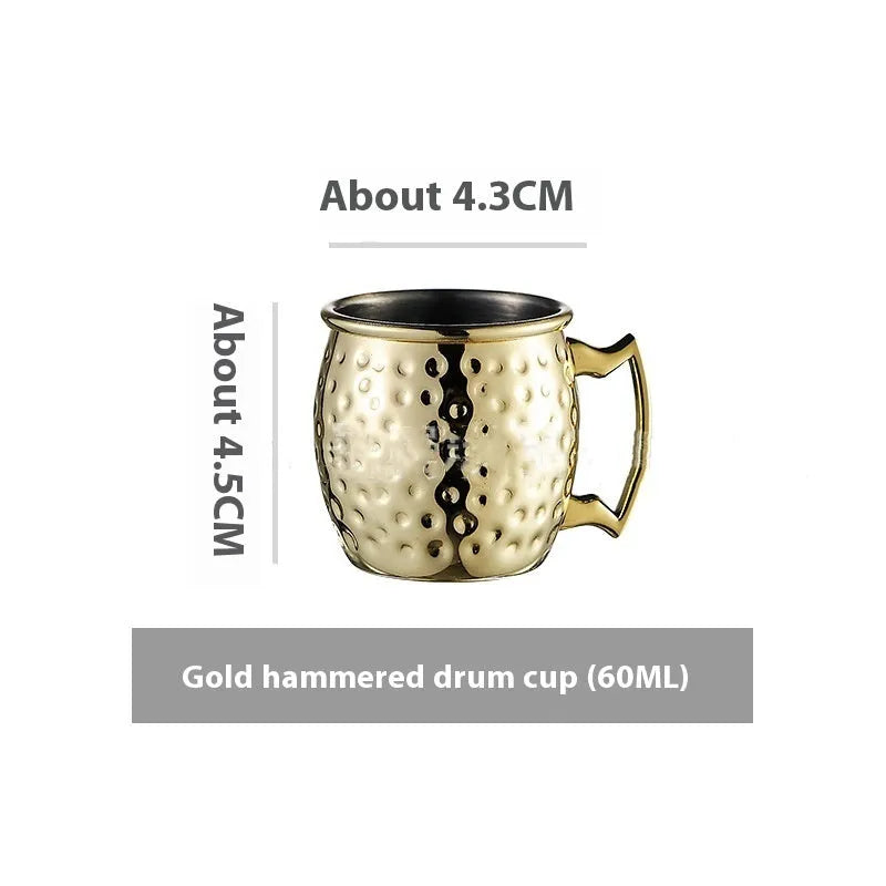 Stainless steel Moscow Mule cup with copper-plated finish in silver, gold, rose gold or black colour options