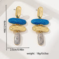 Geometric multicolor stud earrings with electroplated finish on zinc alloy for women's fashion
