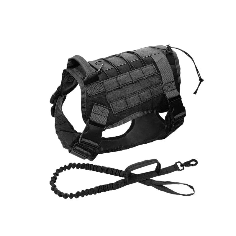Nylon outdoor tactical dog vest in camouflage, black, green, or khaki, sizes L M XL
