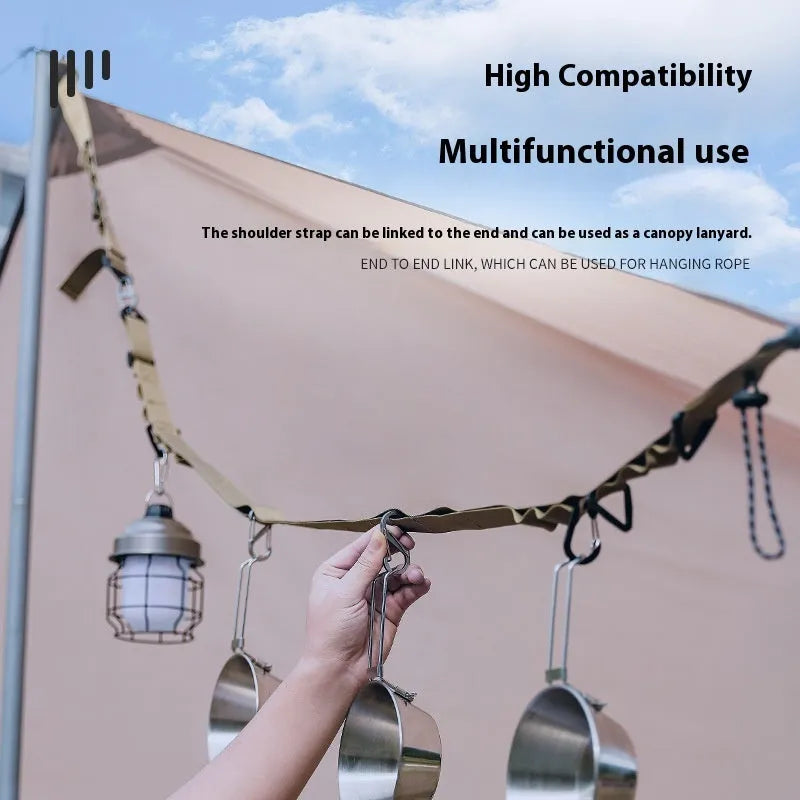 Black or khaki 130cm heavy-duty polyester outdoor storage belt for multifunctional hanging and organisation