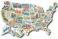 Travel themed world map car body sticker set with white background sheet