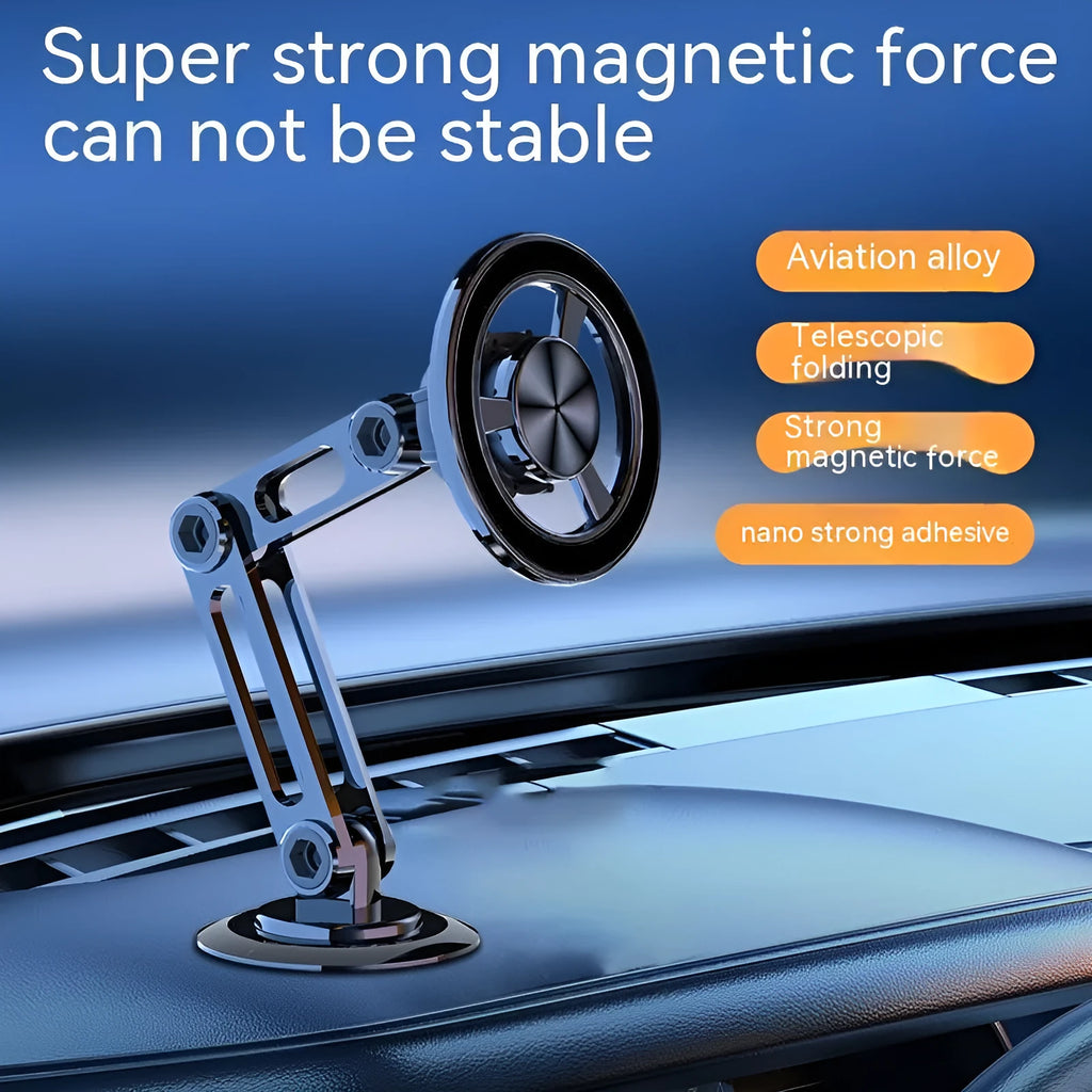 All-metal magnetic car phone holder with magnetic rings and spare adhesives in multiple colour options