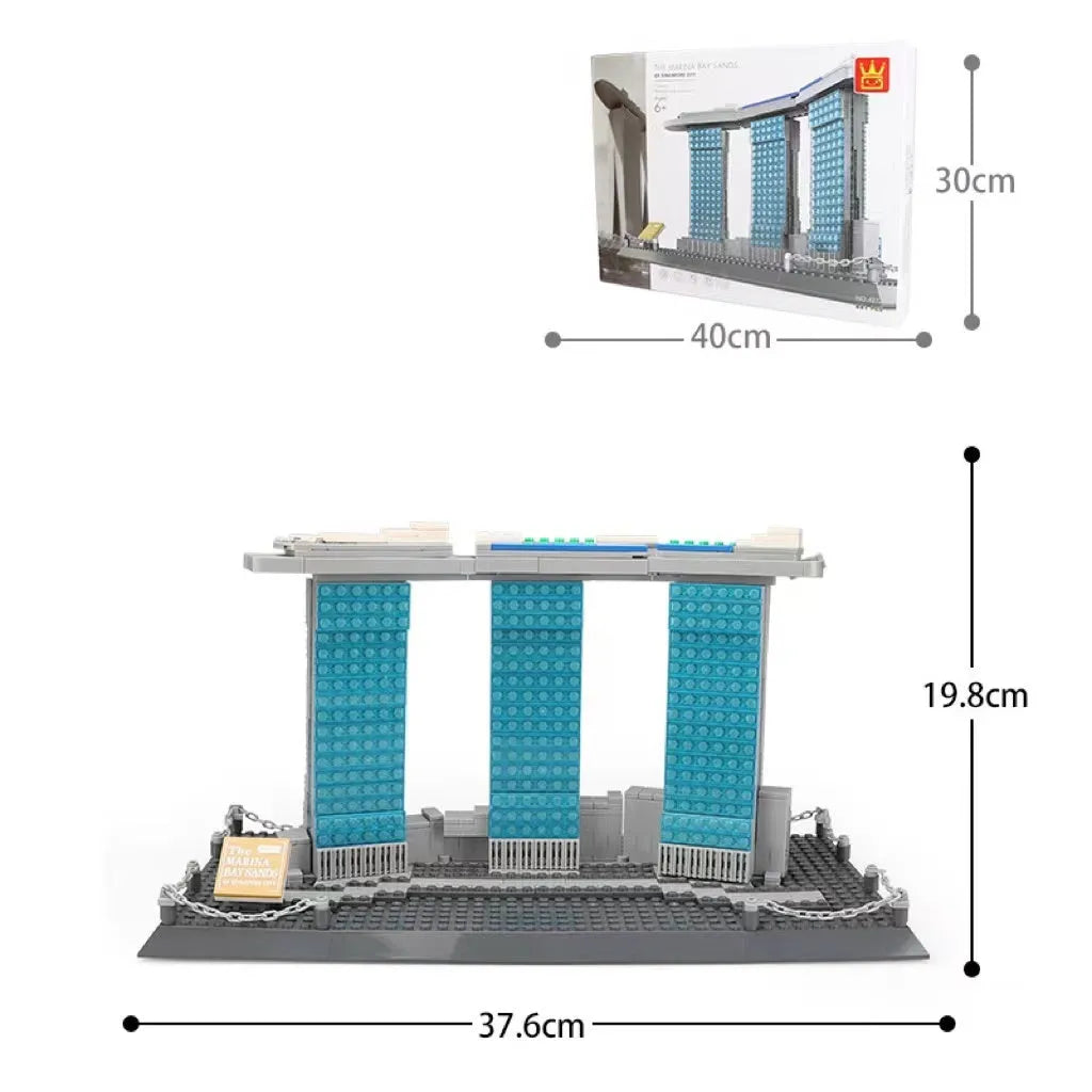Wange building blocks set with over 800 ABS plastic pieces for landmark construction