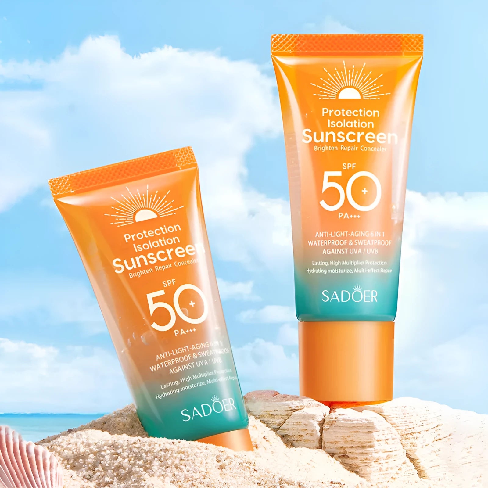Double tube 50g sunscreen and makeup primer with universal skin type protection