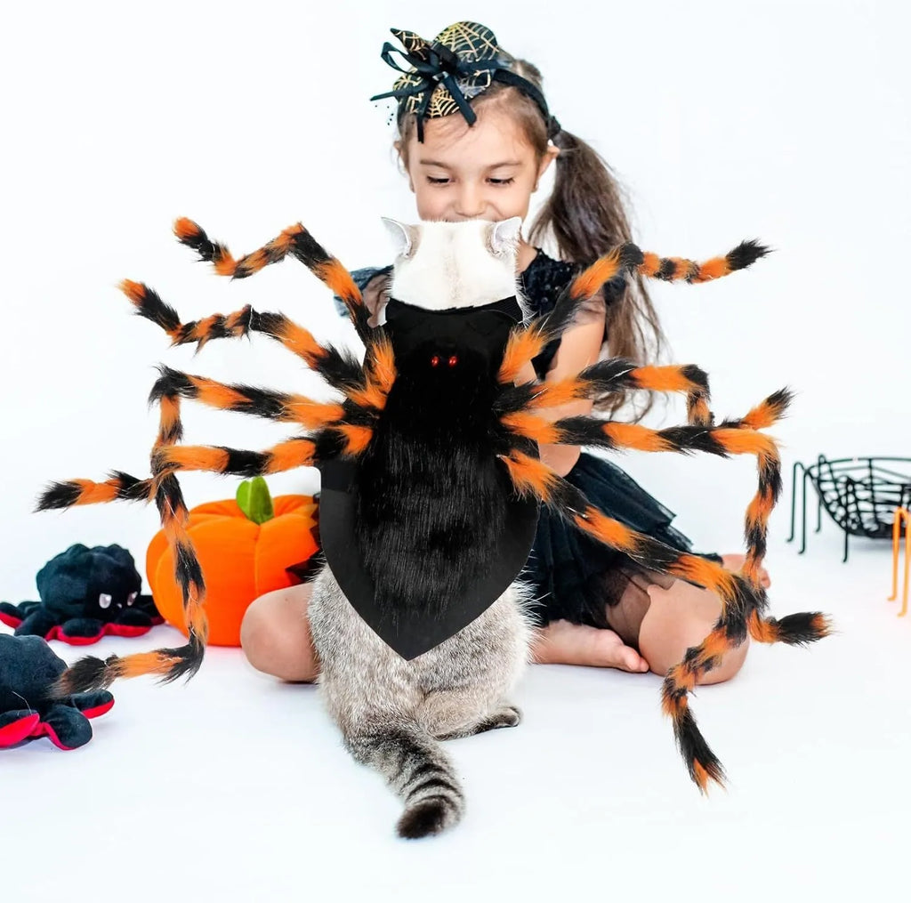 Halloween luminous spider pet costume in cloth for cats and large dogs, sizes S 60cm to L 125cm