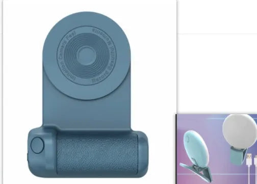 Black magnetic camera handle bracket for smartphone photography with rotatable design and ergonomic grip