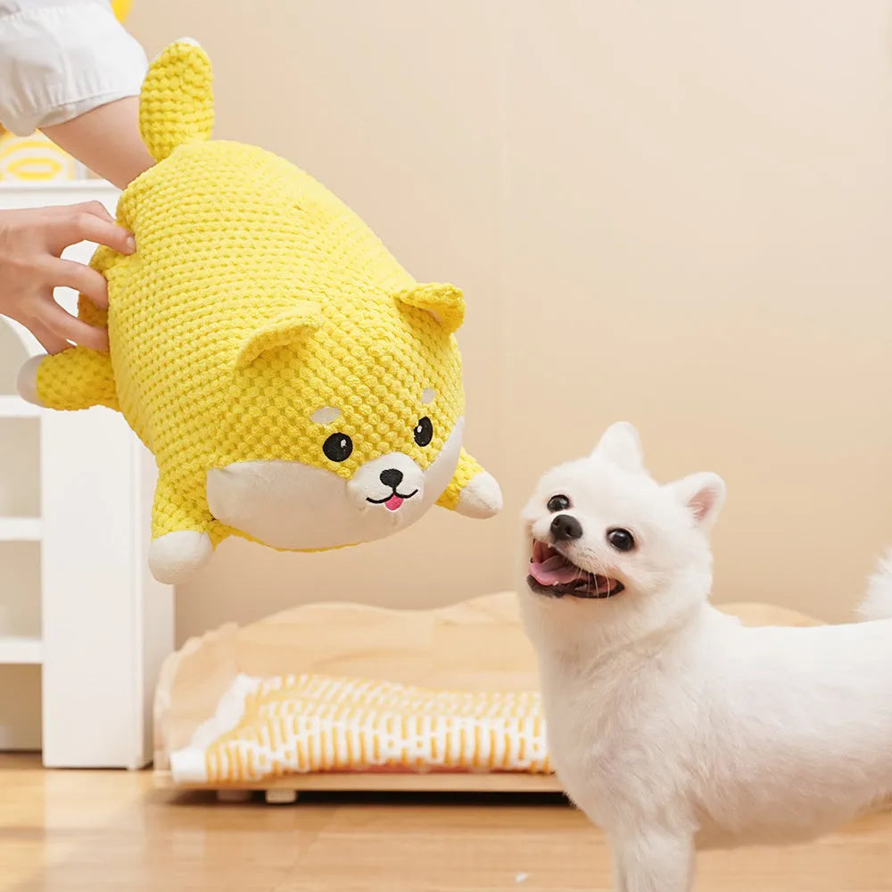 Plush dog calming toy squeaky pillow teeth cleaning large medium size