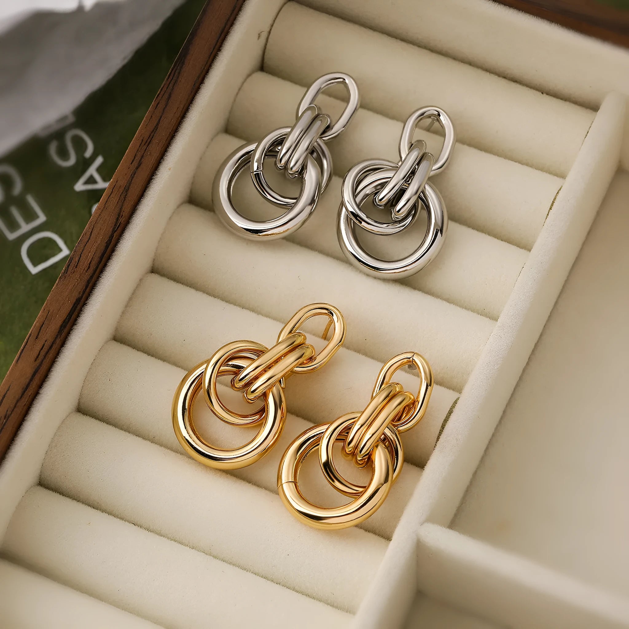 Gold geometric copper earrings with irregular shape for women