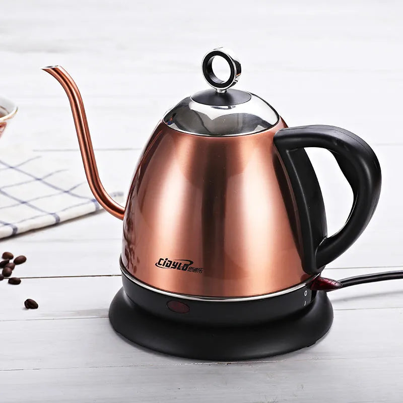 Gold stainless steel full-automatic kettle with touch controls and 1L capacity