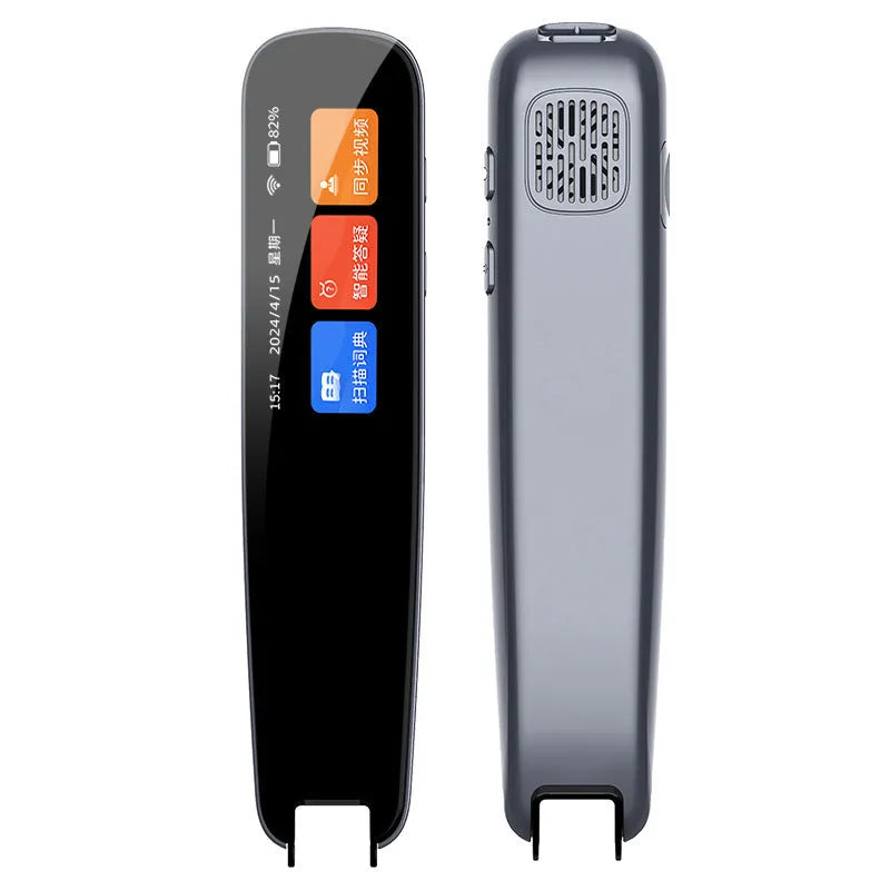 Dark Grey and White coloured universal offline scan translation talking pen for English study on a white background.