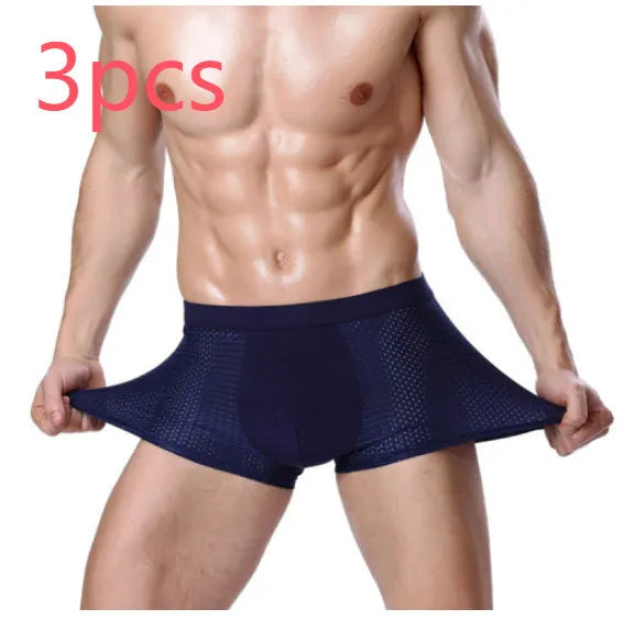 Men's ice silk modal boxer briefs with U convex design in black colour