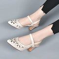 Red pointed toe high heel sandals with hollowed toe box and back-empty design