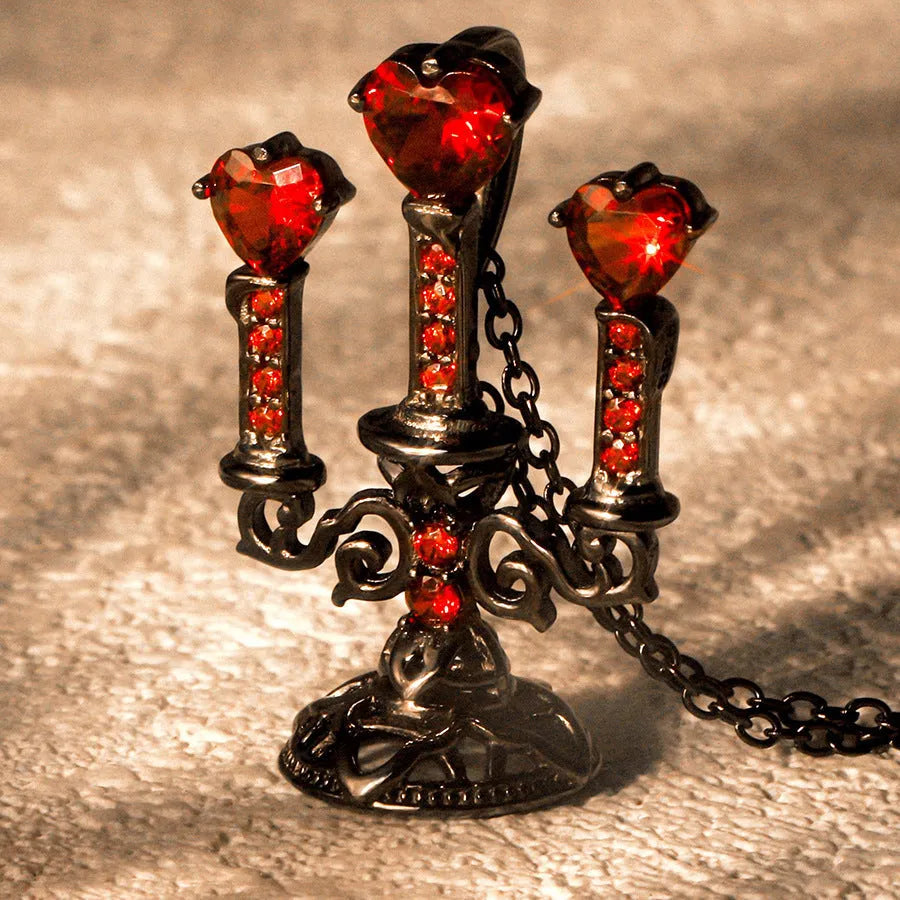 Retro candlestick pendant necklace with Gothic cross chain in zinc alloy for women