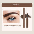 Double-headed eyebrow cream tube showing five shade options: reddish brown, brown, light brown, dark brown, and black.