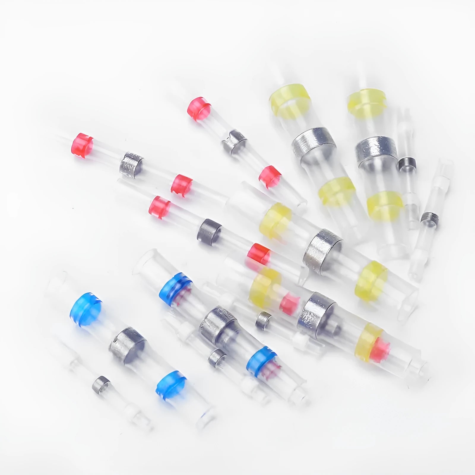 Plastic heat shrink solder ring terminal block in seven colours for waterproof 32A wiring connections