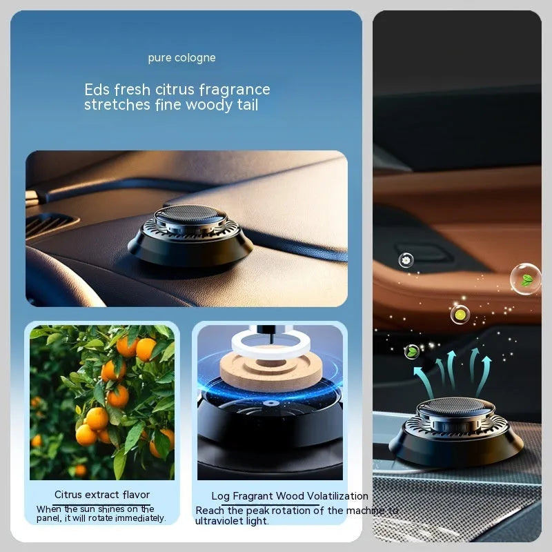 Black solar electromagnetic de-icing device with aromatherapy for car windscreens
