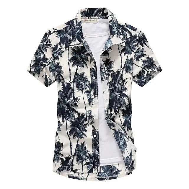 Linen aloha shirt for men short sleeves stand-up collar casual style multiple colours available