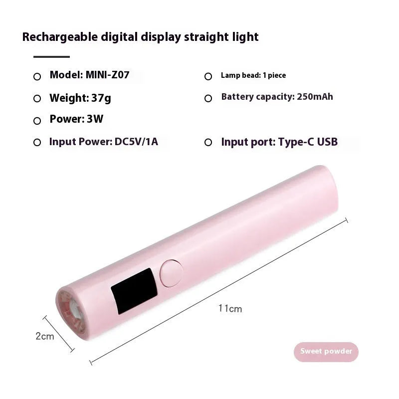 Hot Lamp MINI-Z07 rechargeable handheld in-line LED nail lamp with digital display in white