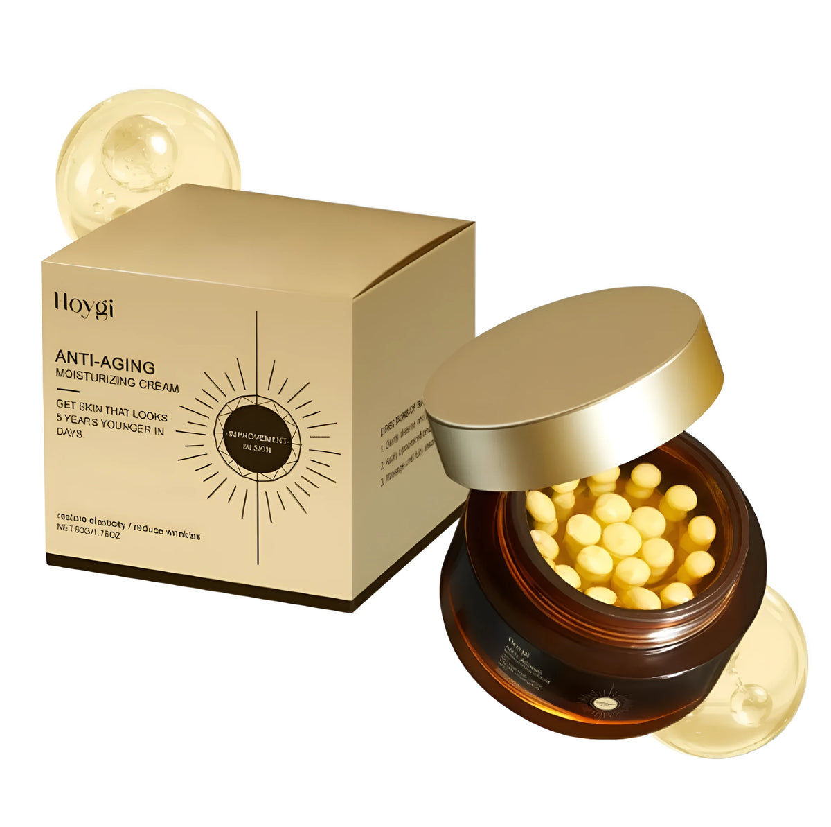 Retinol capsule moisturizing cream 50g with collagen, hyaluronic acid, arbutin and yellow balls