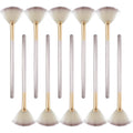 Set of 10 professional facial fan brushes with acrylic handles and protective covers