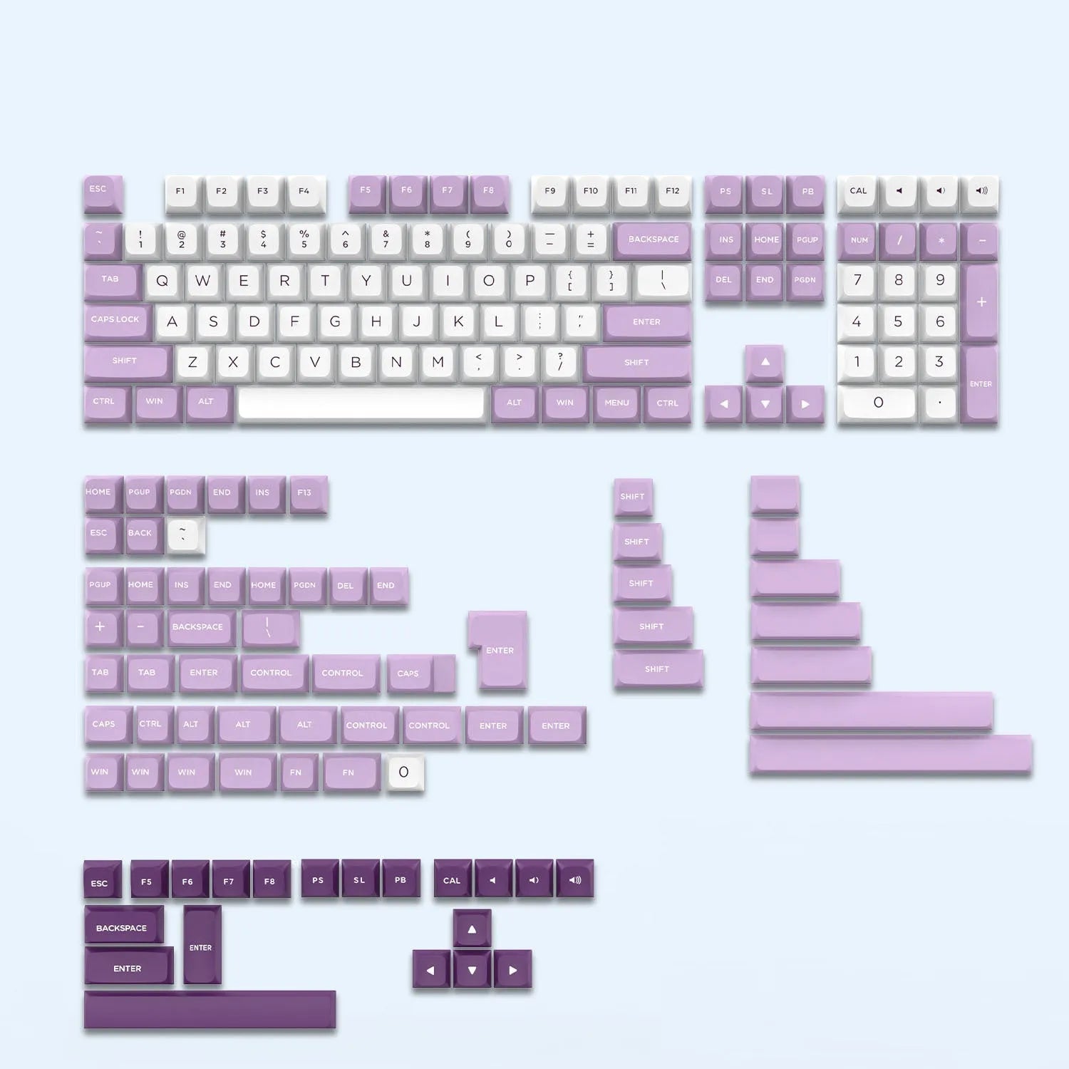 189 key PBT keycap set in Klein blue for mechanical MX switch keyboards