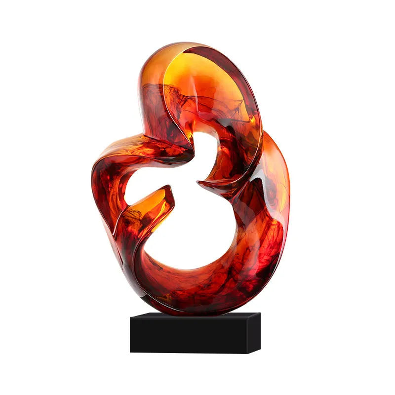 Transparent resin craft ornament in modern minimalist style showing orange red or blue colour options