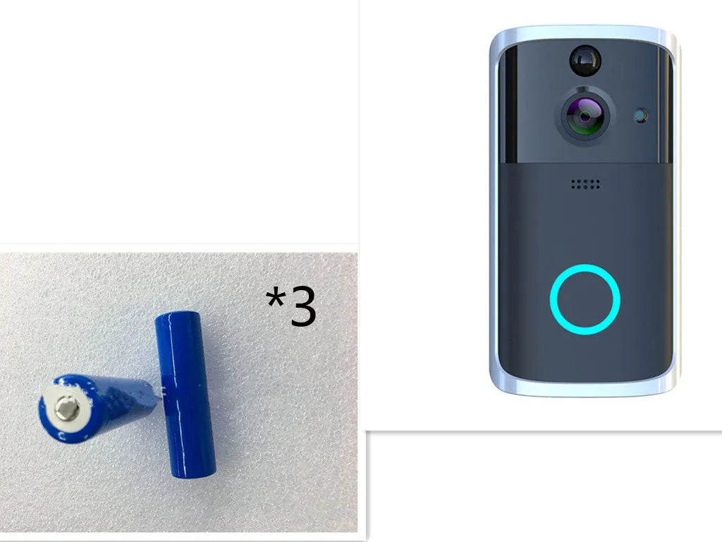 WiFi video doorbell camera in black with PCB material construction, two-way intercom, and infrared night vision