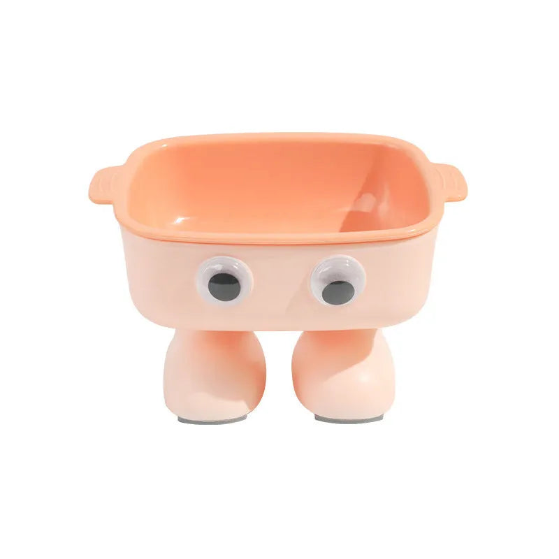 Green robot-shaped elevated cat bowl with tilted food surface and non-slip base