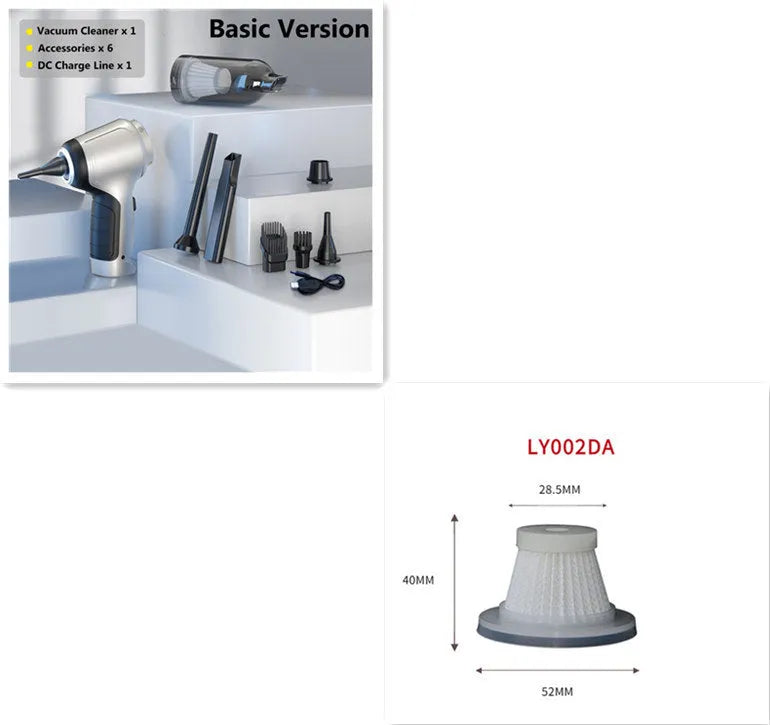 Brushless handheld vacuum cleaner with 12000Pa suction for car and home use