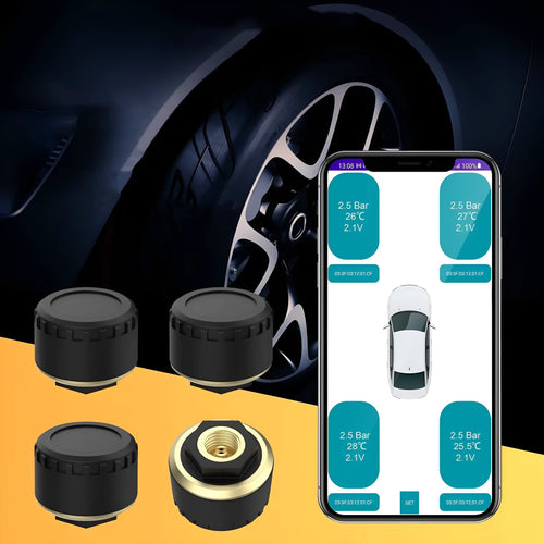 Bluetooth tyre pressure monitor with four sensors for mobile phone display