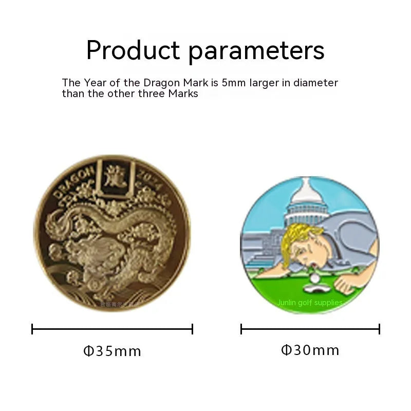 Zinc alloy golf hat clip showing Dragon Year design with metal craftsmanship detail
