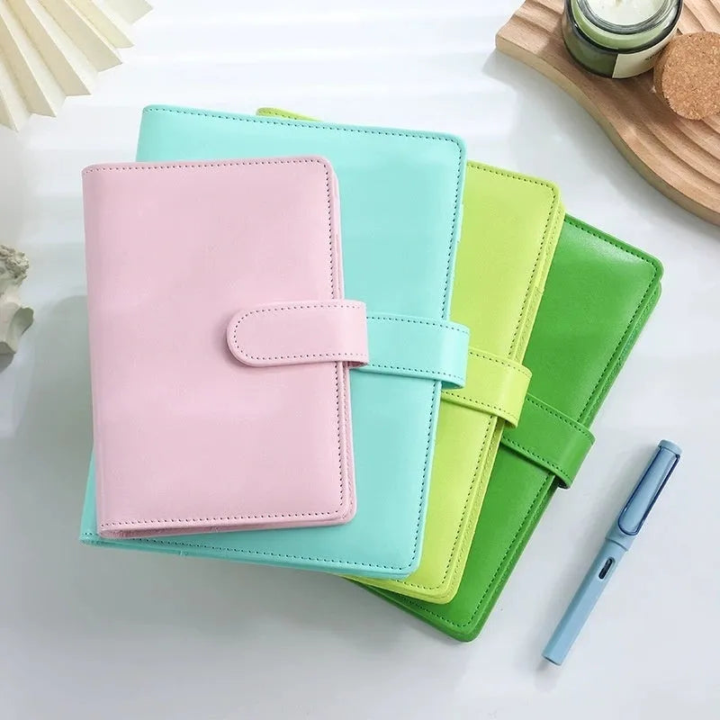 A5 PU leather notebook shell zipper binder bag in multiple solid colour options