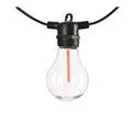 Waterproof outdoor decorative string lights with transparent meteor-shaped LED bulbs