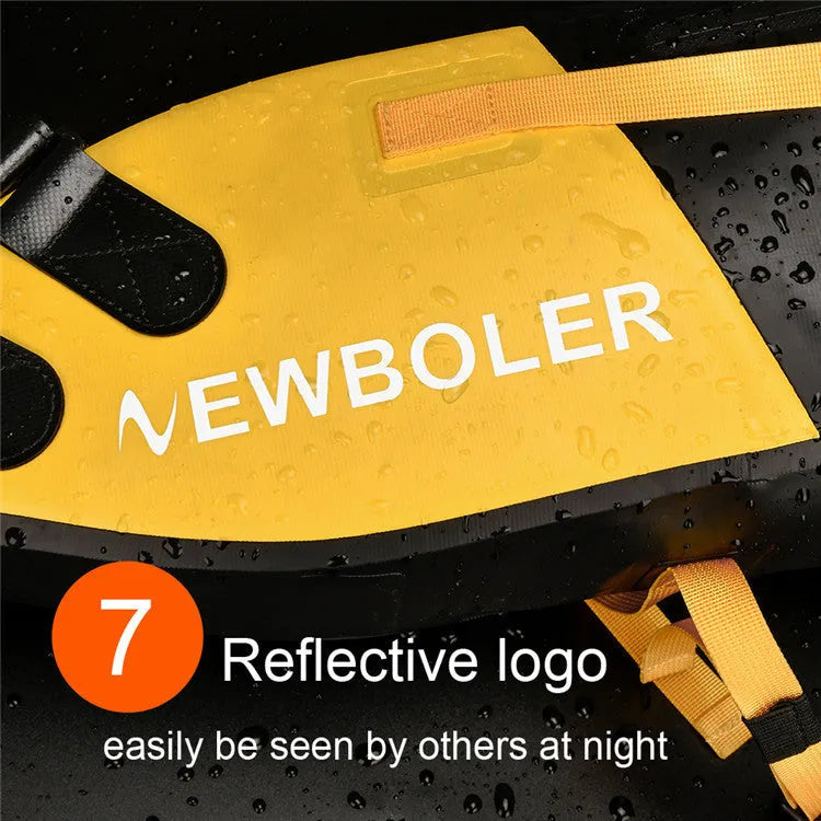 Yellow waterproof PVC bicycle tail bag mounted on a bike rack, showing its 13-litre capacity and sturdy construction.