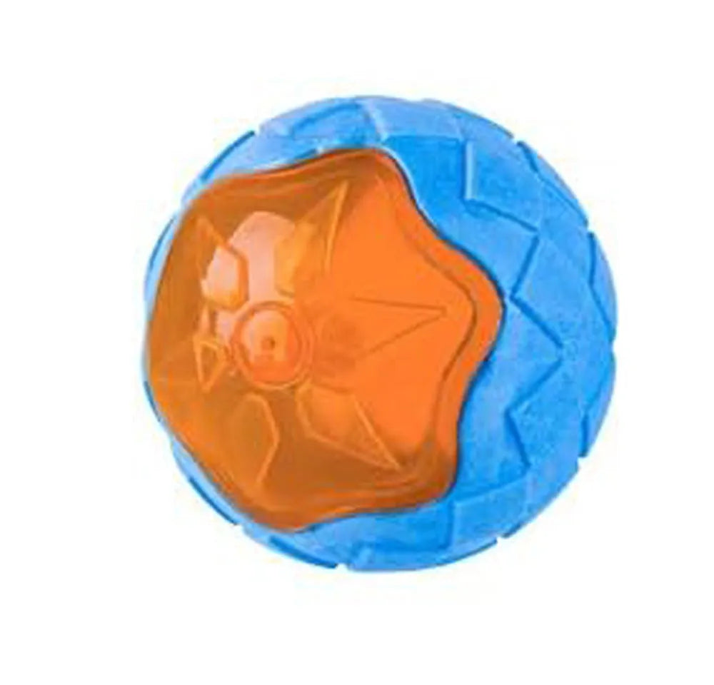 Set of three TPR dog toys: a squeaky ball, barbell, and floating tyre for pool fetch play