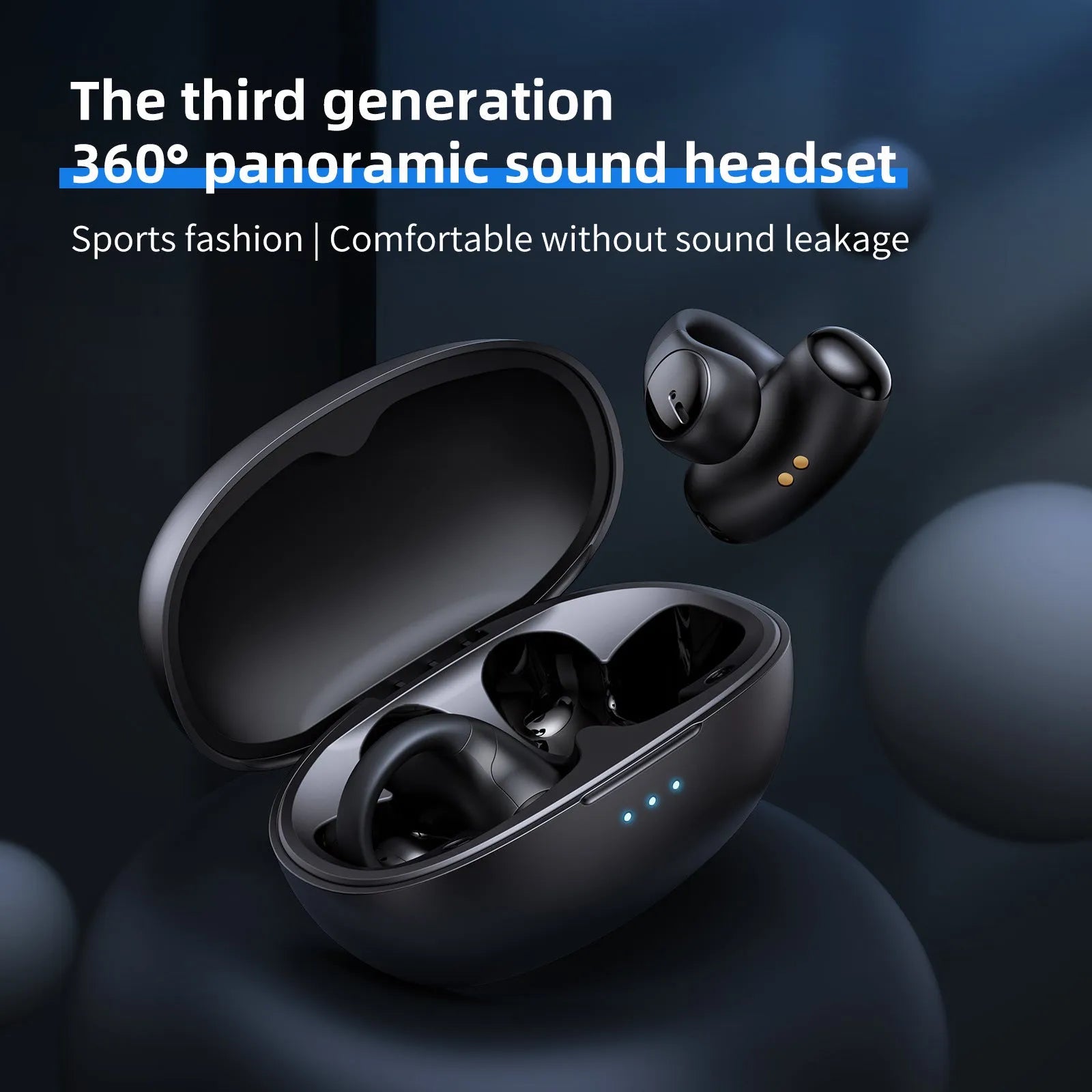 T306 wireless Bluetooth gaming headset with ear-hook design in black colour