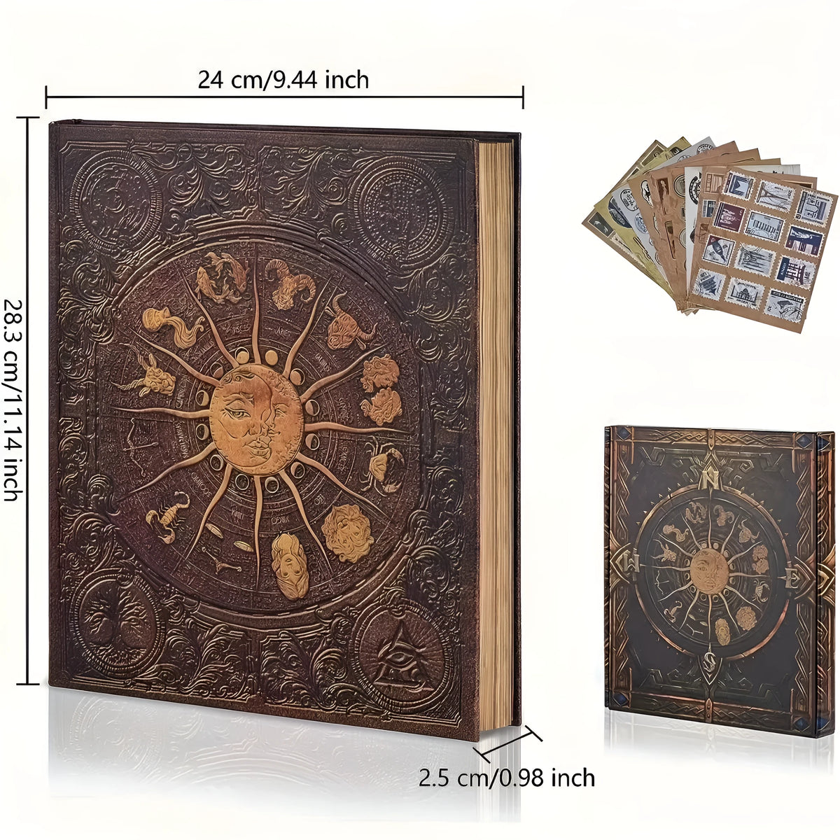 132-page Gold DIY photo album scrapbook with hard kraft paper cover, 28x24.4cm, constellation design
