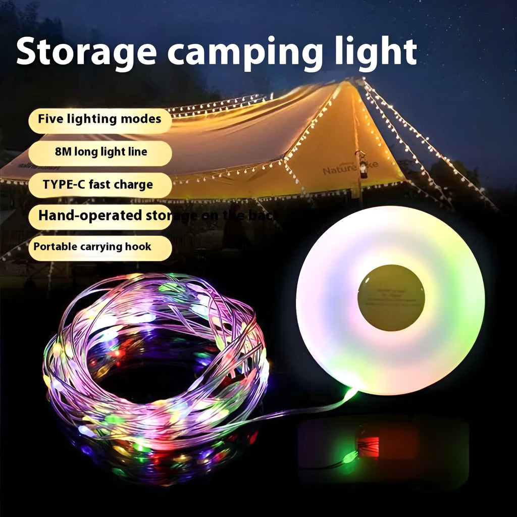 Rechargeable outdoor string lights with 30 beads on 8 metre waterproof cord