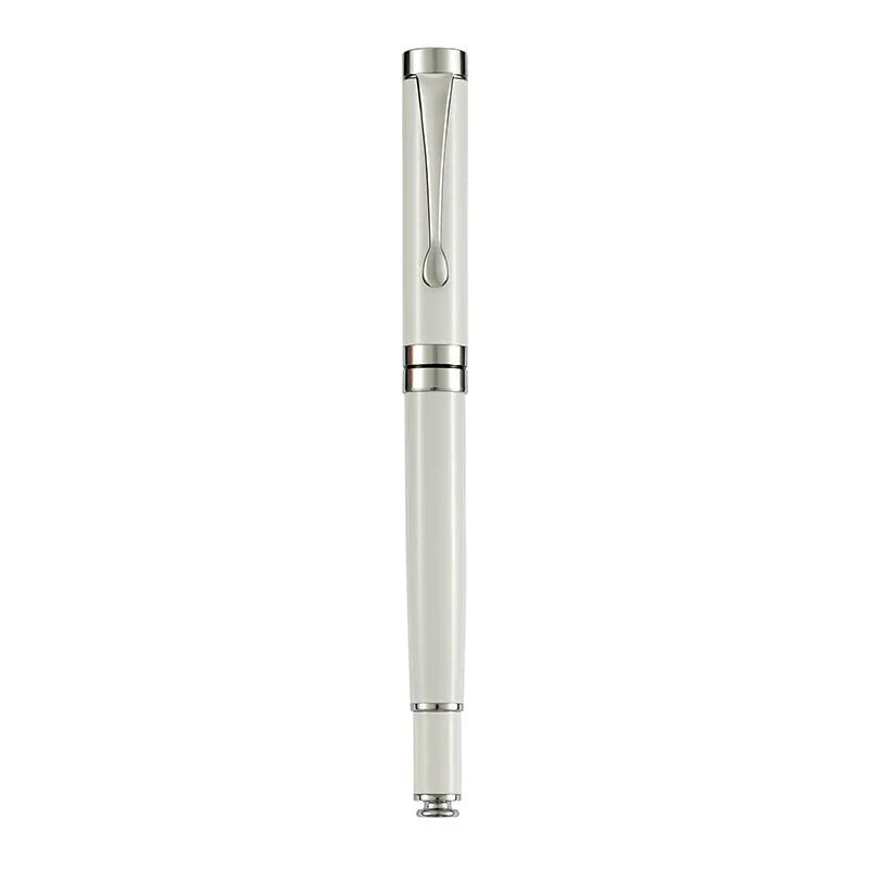 Metal fountain pen with fine F-0.5mm nib, black gold clip finish, 140mm length