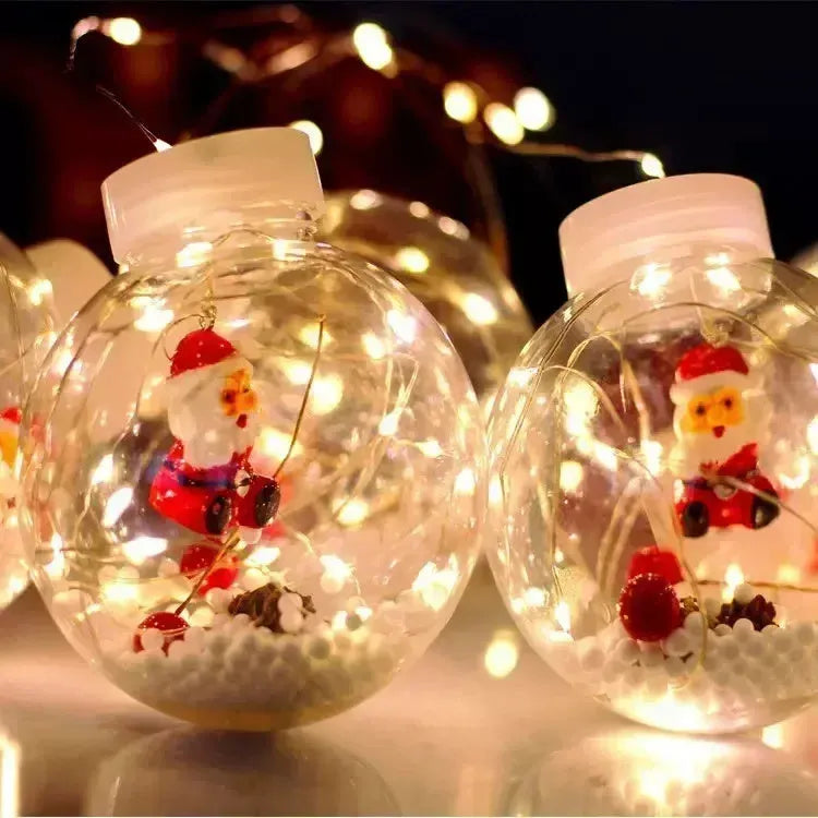 10-piece LED Christmas curtain light string with fairy, snowman and wishing ball decorations for windows