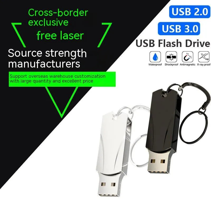 Large capacity USB metal expansion disk in silver and gray, rotating design, compact size 40x15x8mm